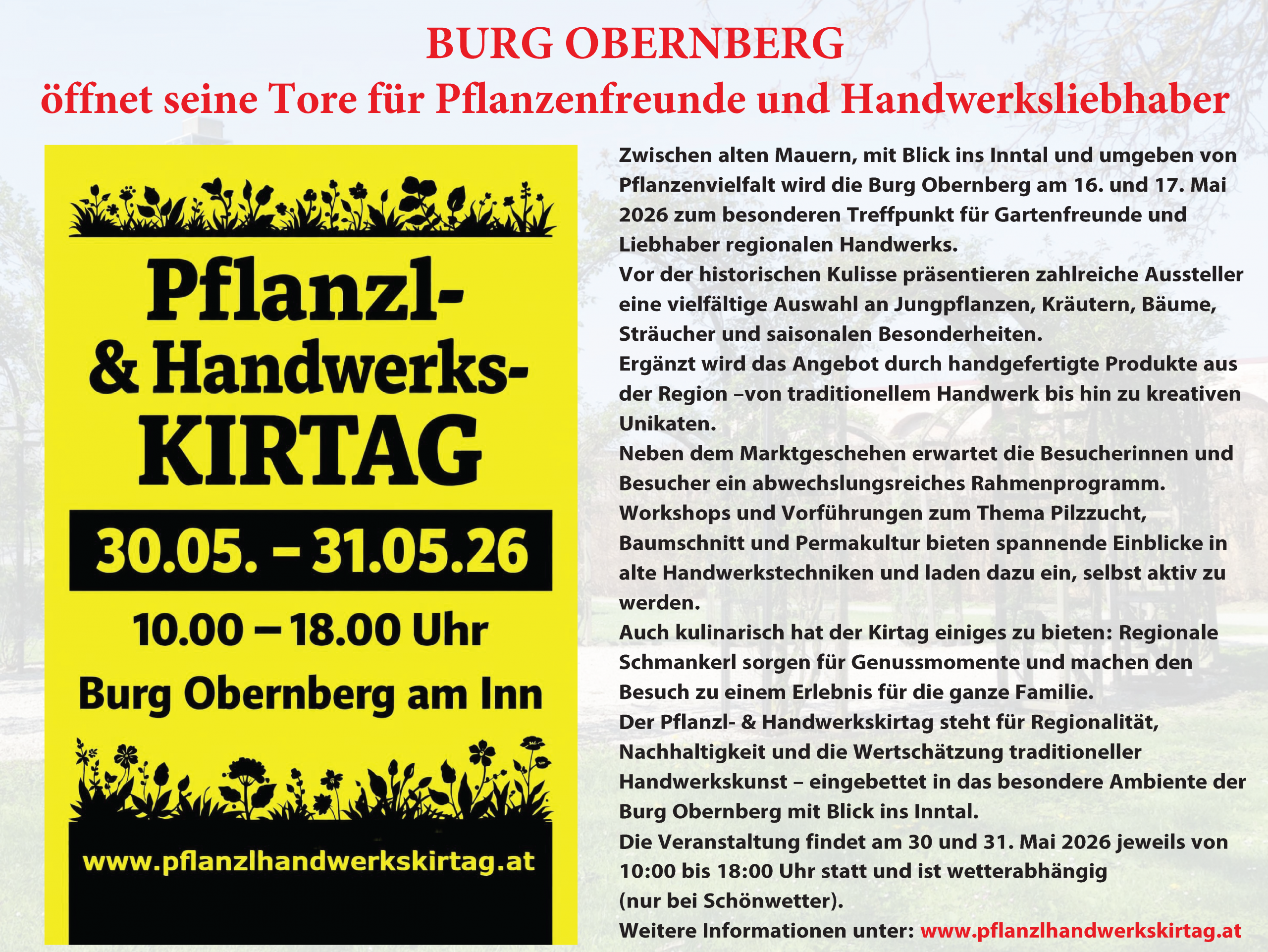 Mehr über den Artikel erfahren Pflanzl & Handwerks-Kirtag